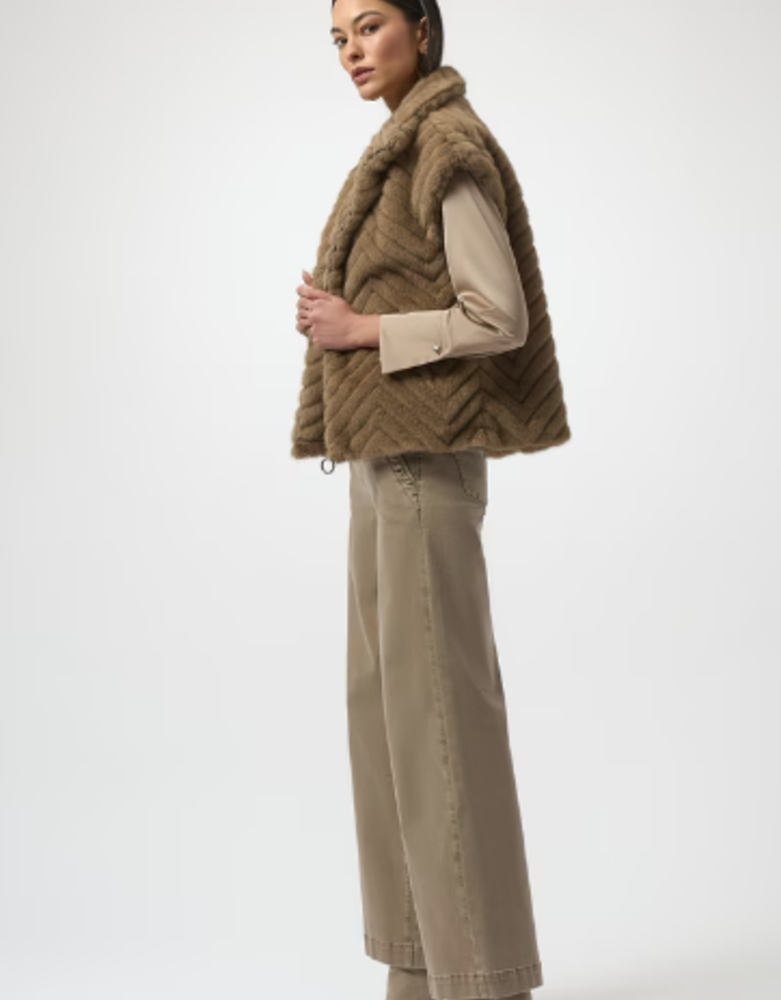 Joseph Ribkoff Joseph Ribkoff 254906 Mink Faux Fur Stripe Design Zip-Up Vest BEO