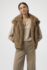 Joseph Ribkoff Joseph Ribkoff 254906 Mink Faux Fur Stripe Design Zip-Up Vest BEO