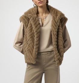 Joseph Ribkoff Joseph Ribkoff 254906 Mink Faux Fur Stripe Design Zip-Up Vest BEO