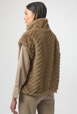 Joseph Ribkoff Joseph Ribkoff 254906 Mink Faux Fur Stripe Design Zip-Up Vest BEO