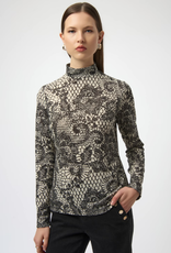Joseph Ribkoff Joseph Ribkoff Winterwhite/Black High-Neck Patterned Top
