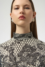 Joseph Ribkoff Joseph Ribkoff Winterwhite/Black High-Neck Patterned Top