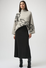 Joseph Ribkoff Joseph Ribkoff Oatmeal Floral Embroidered High-Neck Sweater