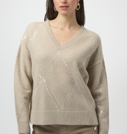 Joseph Ribkoff Joseph Ribkoff 254949 Oyster V-Neck Sweater w/Sequin Design SA