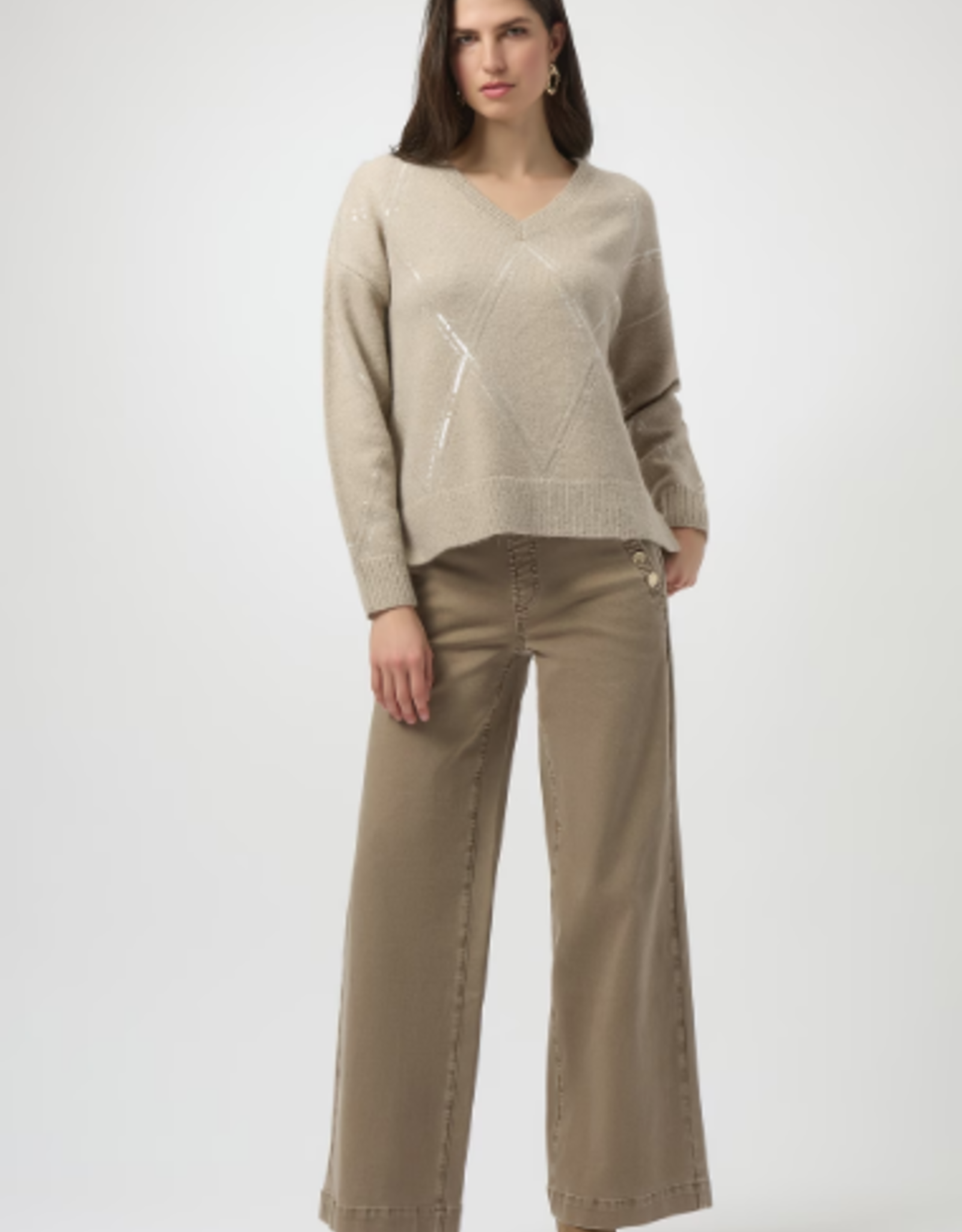 Joseph Ribkoff Joseph Ribkoff Fawn Mid-Rise Wide-Leg Denim Pant