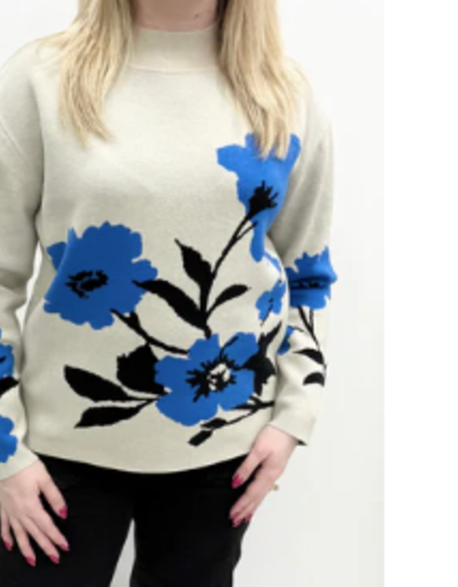 APNY APNY Blue Multi Floral L/S Sweater KL