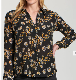 APNY APNY Yellow/BLK Floral  Button Up L/S Top CA