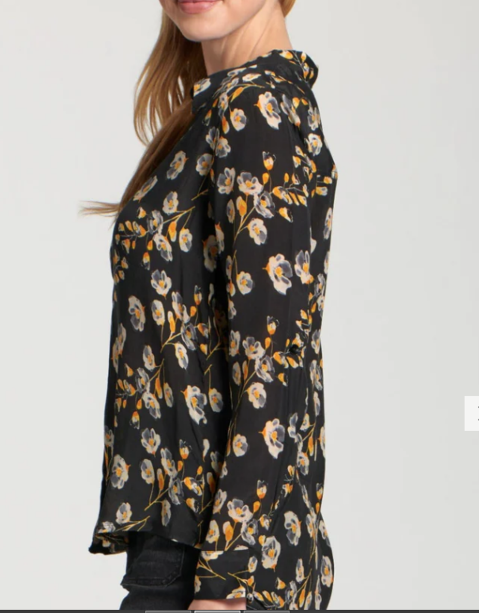 APNY APNY Yellow/BLK Floral  Button Up L/S Top CA