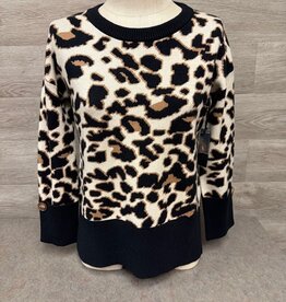 APNY APNY Latte/BLK Animal Print Round Neck L/S Sweater CK