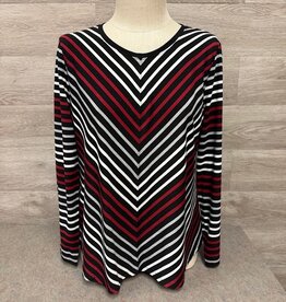 L. Hameric N Touch Earthen Red Black Round Neck L/S Top LL