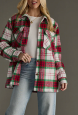 Panache Apparel Panache Apparel Red/Green/WHT Plaid Button Up Jacket AC