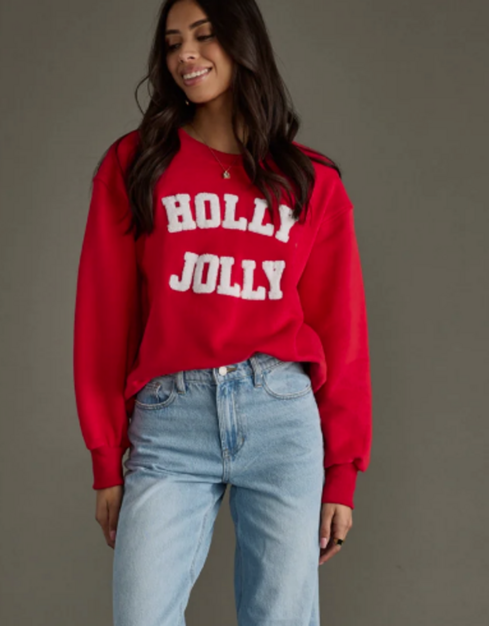 Panache Apparel Panache Apparel Red HOLLY JOLLY Sweatshirt  LH