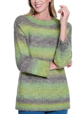 Sharon Young Inc Multiples Light Olive Mock Neck 3/4 Sleeve Sweater BK