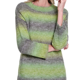 Sharon Young Inc Multiples Light Olive Mock Neck 3/4 Sleeve Sweater BK