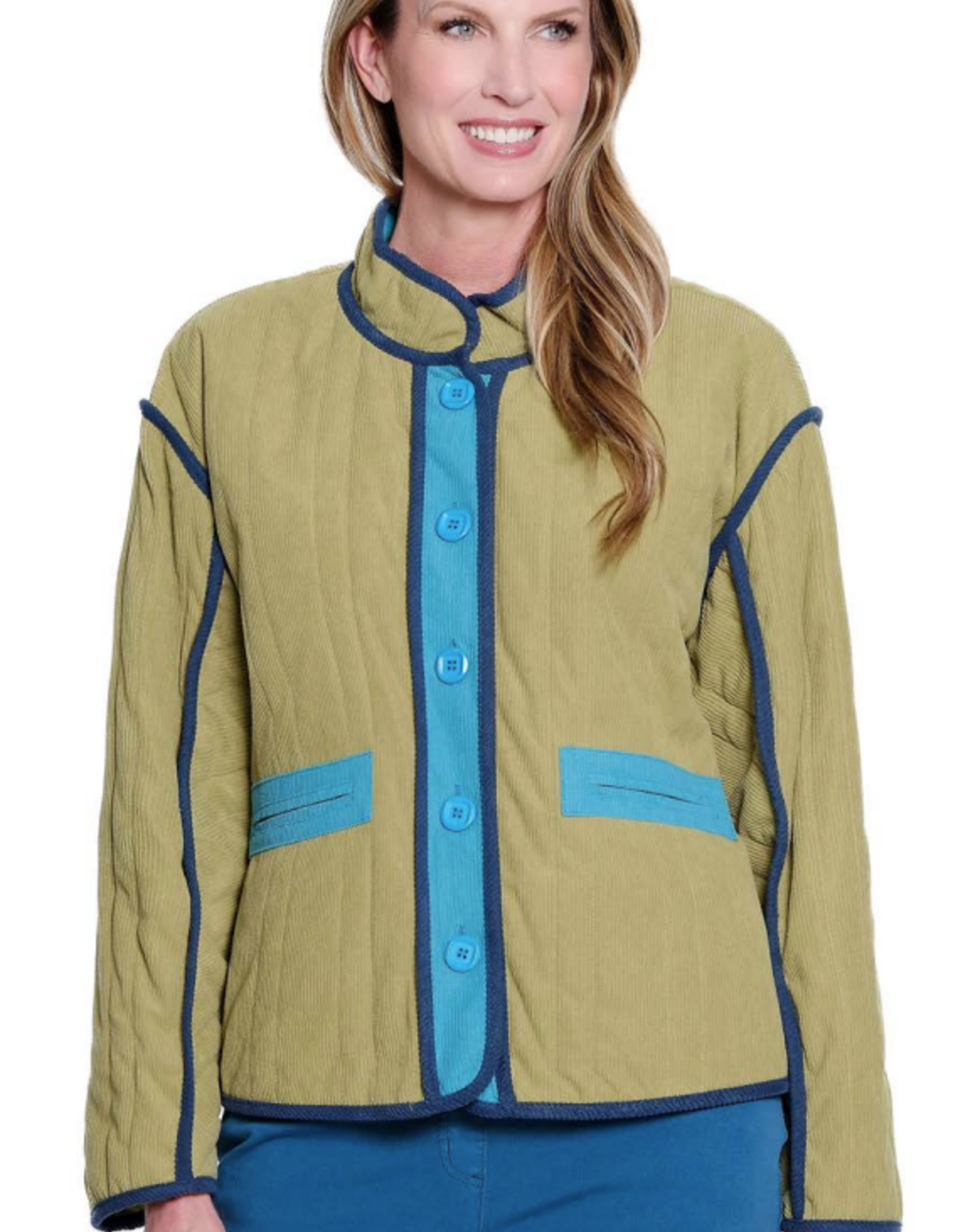Sharon Young Inc Multiples  Multi Color Button Up Quilted Lined Jacket CK