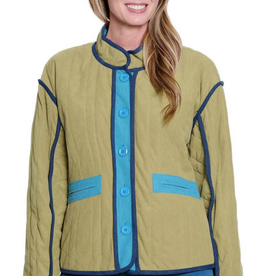 Sharon Young Inc Multiples Multi Color Button Up Quilted Lined Jacket CK