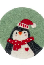 Boston International Penguin Festive Holiday Felted Coaster BE
