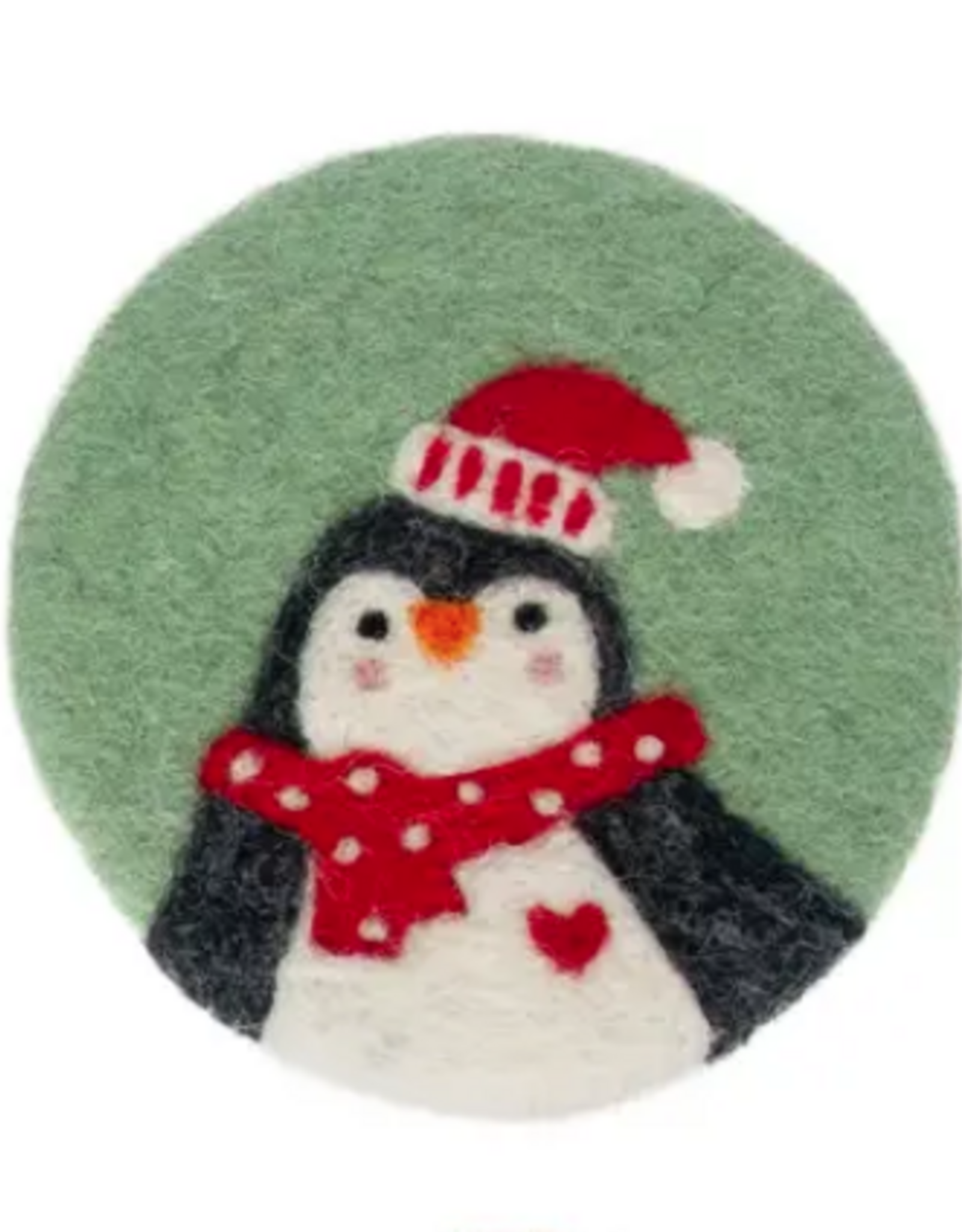 Boston International Penguin Festive Holiday Felted Coaster BE
