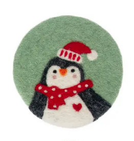 Boston International Penguin Festive Holiday Felted Coaster BE