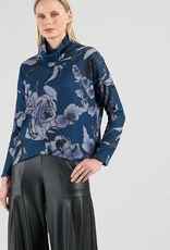 Clara Sunwoo Clara Sun Woo T92WP Navy/BLK Cowl Neck L/S Top