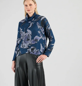 Clara Sunwoo Clara Sun Woo T92WP Navy/BLK Cowl Neck L/S Top