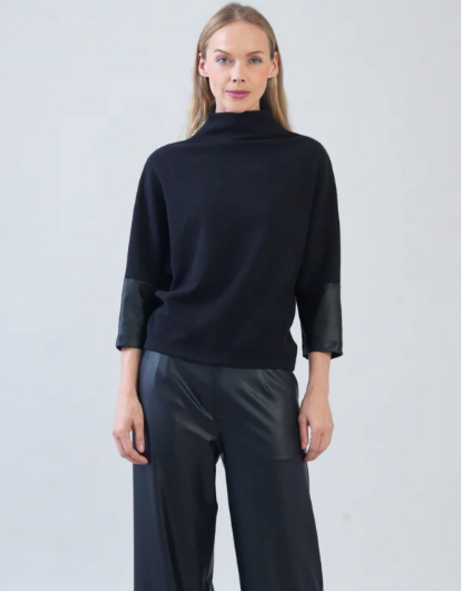 Clara Sunwoo Clara Sun Woo Black Mock Neck Dolman Sleeve Top