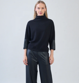 Clara Sunwoo Clara Sun Woo Black Mock Neck Dolman Sleeve Top