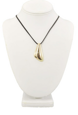 Coronet Jewelry Co Coronet 21714 Gold Metal Triangular Pendant w/Black Cord