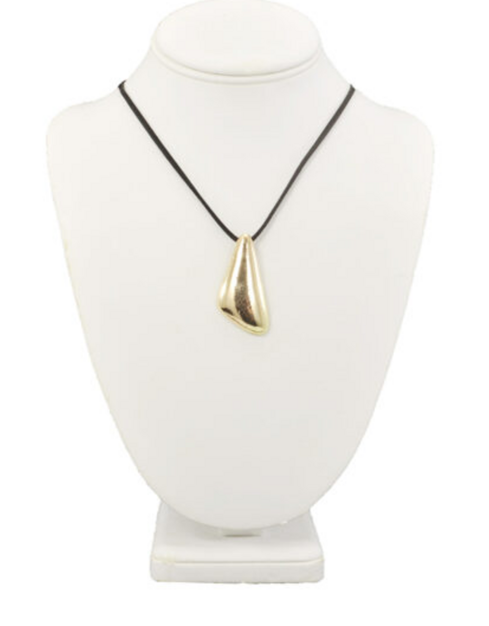 Coronet Jewelry Co Coronet 21714 Gold Metal Triangular Pendant w/Black Cord