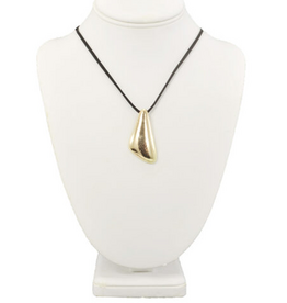 Coronet Jewelry Co Coronet 21714 Gold Metal Triangular Pendant w/Black Cord