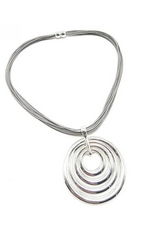 Coronet Jewelry Co Coronet Silver Metal Oval Magnetic Pendant w/Grey Cord