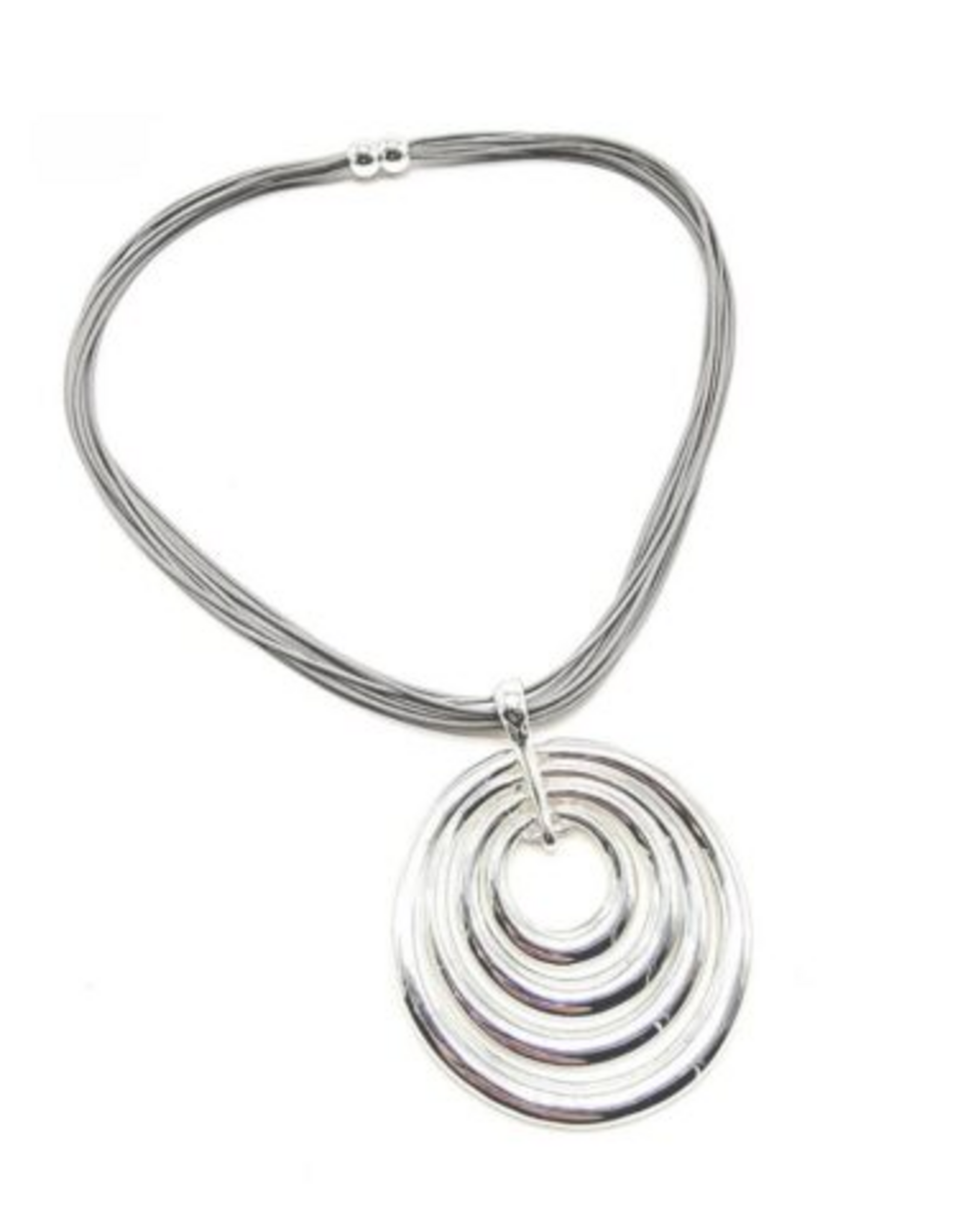 Coronet Jewelry Co Coronet Silver Metal Oval Magnetic Pendant w/Grey Cord