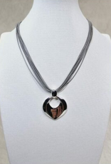 Coronet Jewelry Co Coronet Silver Metal Pointed Ring Magnetic Pendant w/Grey Cords