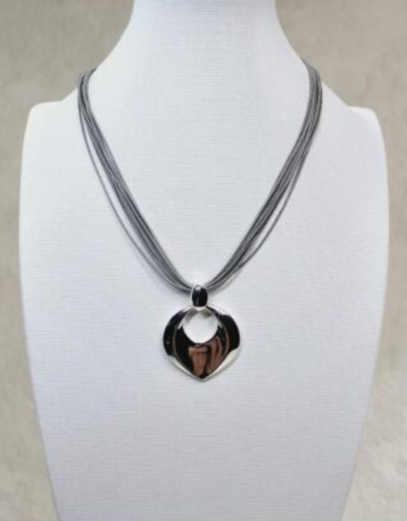 Coronet Jewelry Co Coronet Silver Metal Pointed Ring Magnetic Pendant w/Grey Cords