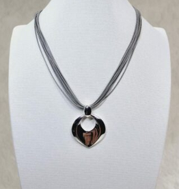 Coronet Jewelry Co Coronet Silver Metal Pointed Ring Magnetic Pendant w/Grey Cords