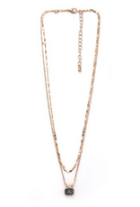 Coronet Jewelry Co Coronet 31082 Gold/Blk Layered Necklace w/Stone