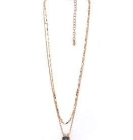 Coronet Jewelry Co Coronet 31082 Gold/Blk Layered Necklace w/Stone