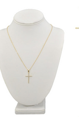 Coronet Jewelry Co Coronet 21688 Gold Thin CZ Cross Necklace