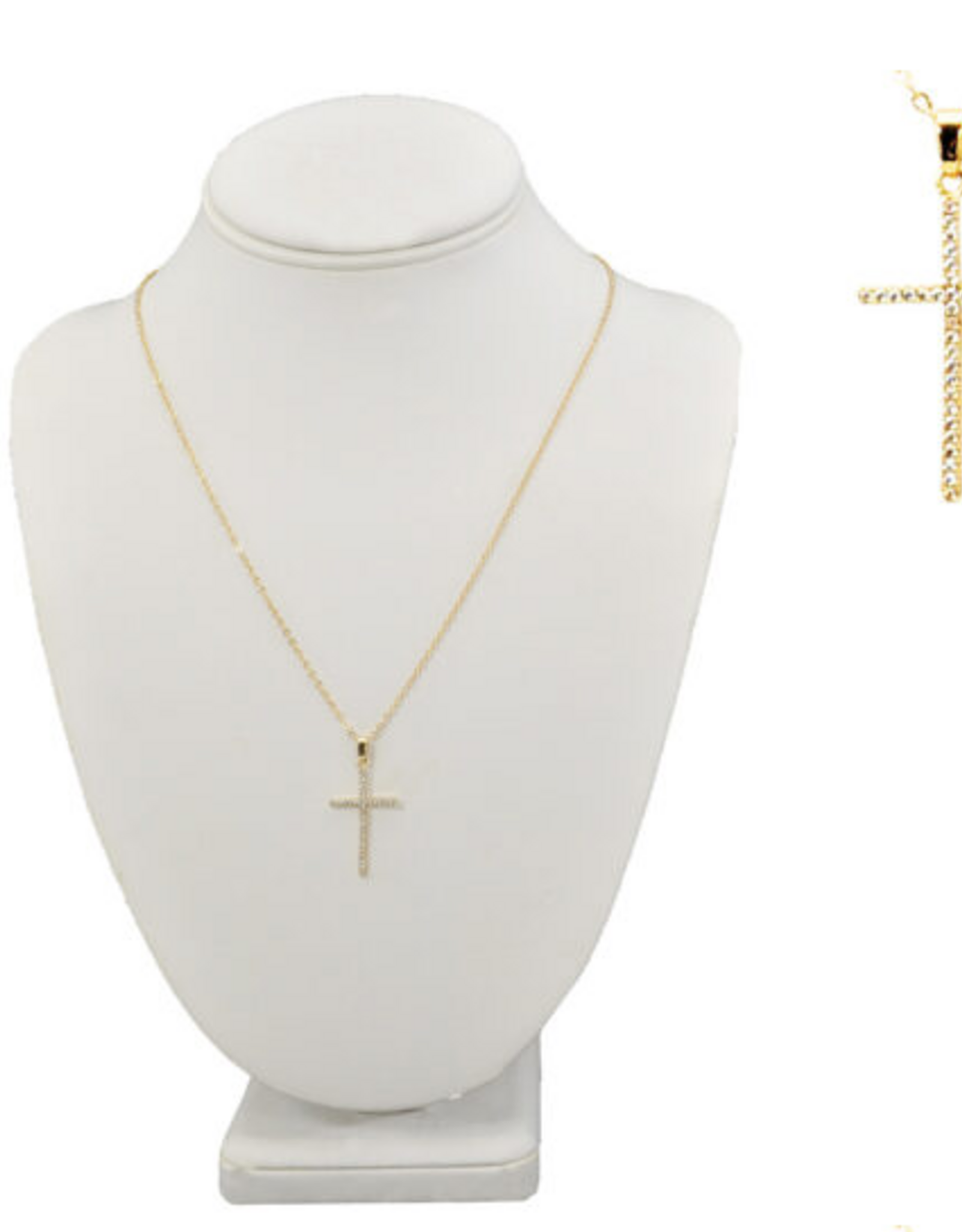 Coronet Jewelry Co Coronet 21688 Gold Thin CZ Cross Necklace