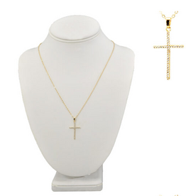 Coronet Jewelry Co Coronet 21688 Gold Thin CZ Cross Necklace