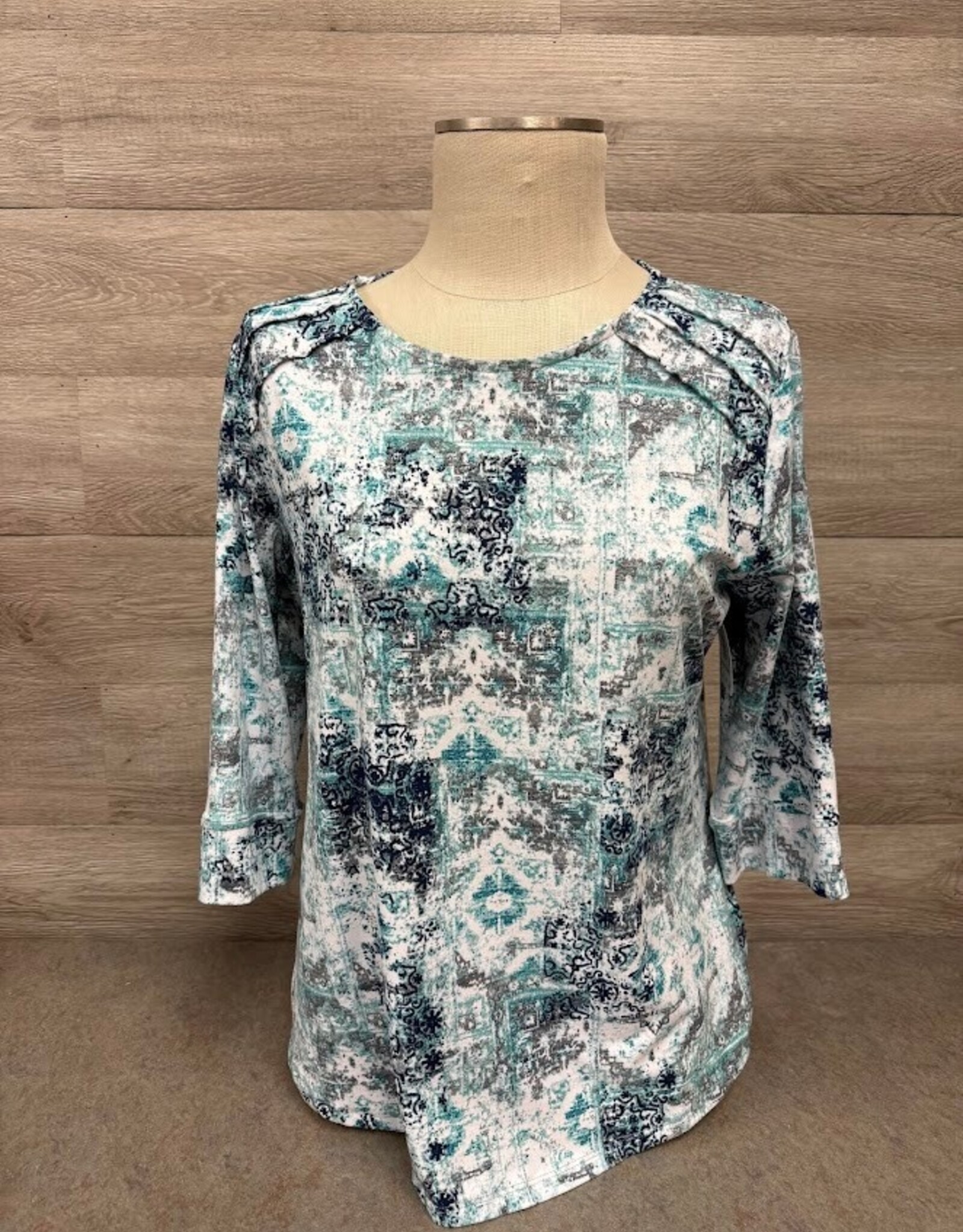 L.Hamrick L. Hamericks  Indigo Round Neck 3/4 Sleeve Top