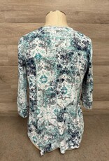 L.Hamrick L. Hamericks  Indigo Round Neck 3/4 Sleeve Top