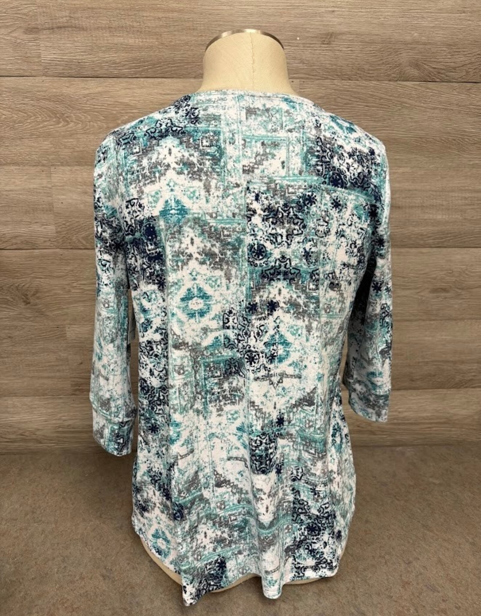 L.Hamrick L. Hamericks  Indigo Round Neck 3/4 Sleeve Top