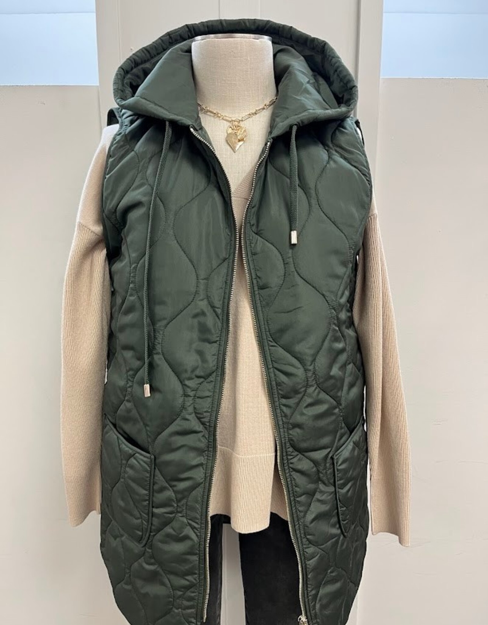 GG Jeans GG jeans Loden Long Quilted Vest