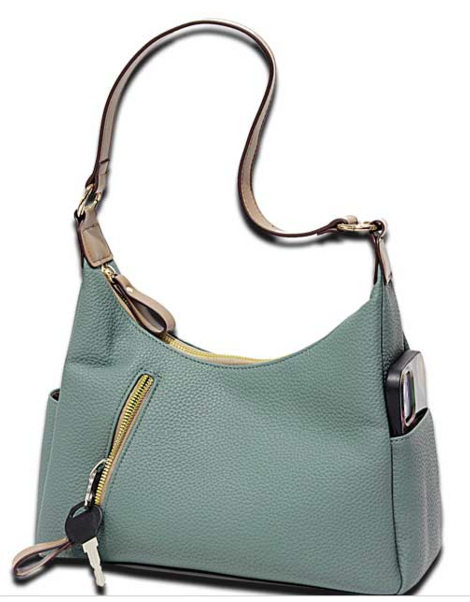 MC Handbags Corp. MC Handbag Kirby Teal Pebble Grain  Hobo