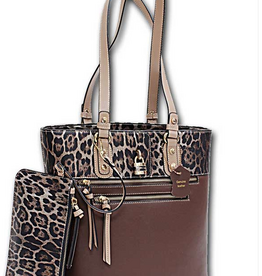 MC Handbags Corp. MC Handbag  Millie Brown Leopard Print Detail