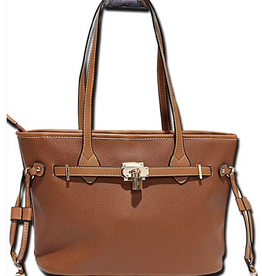 MC Handbags Corp. MC Handbag  Ellie Brown Pebbled Grain Belt Lock Tote
