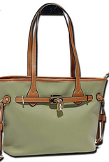 MC Handbags Corp. MC Handbags  Ellie Sage Pebbled Grain Belt Lock Tote MC Handbags Corp. MC Handbags  Ellie Sage Pebbled Grain Belt Lock Tote