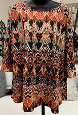 Southern Lady Southern Lady Coral Hickory 3/4 Sleeve Top