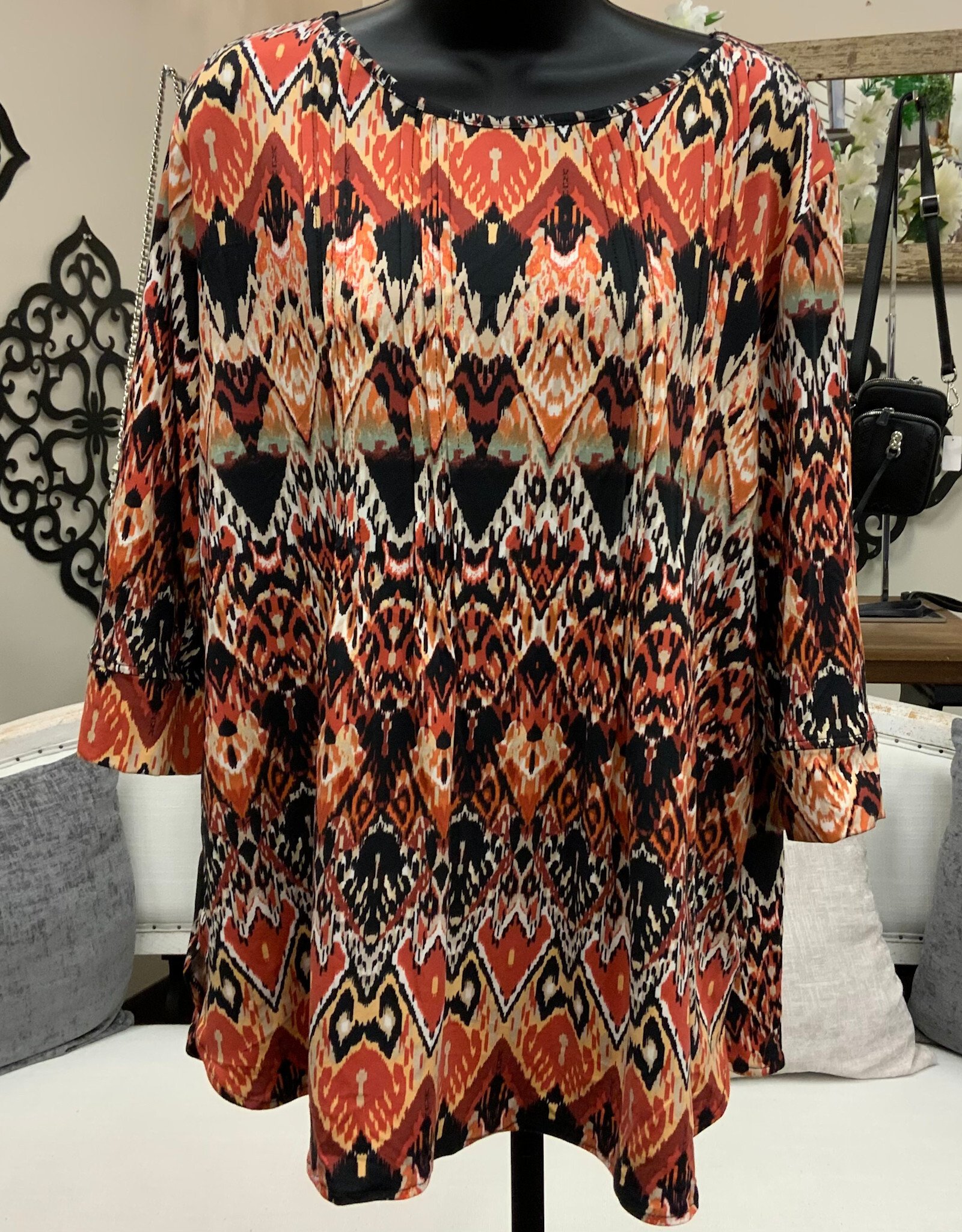 Southern Lady Southern Lady Coral Hickory 3/4 Sleeve Top